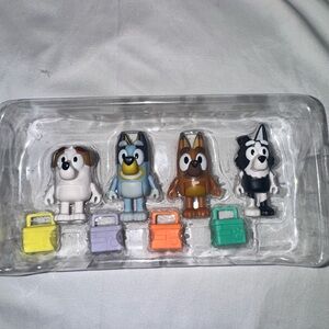 Bluey Set of 4 Cartoon Dog Figures with Accessories